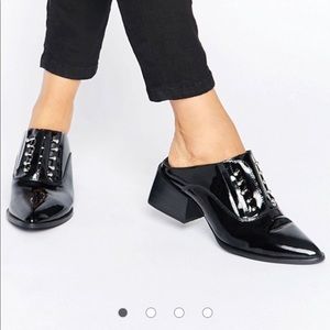 Sol Sana Claire Bar Black Patent Leather Mules